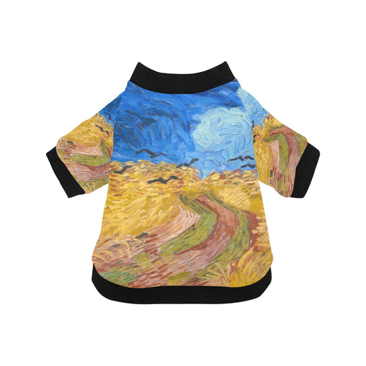 Van Gogh Wheatfield with Crows Round Neck Shirt