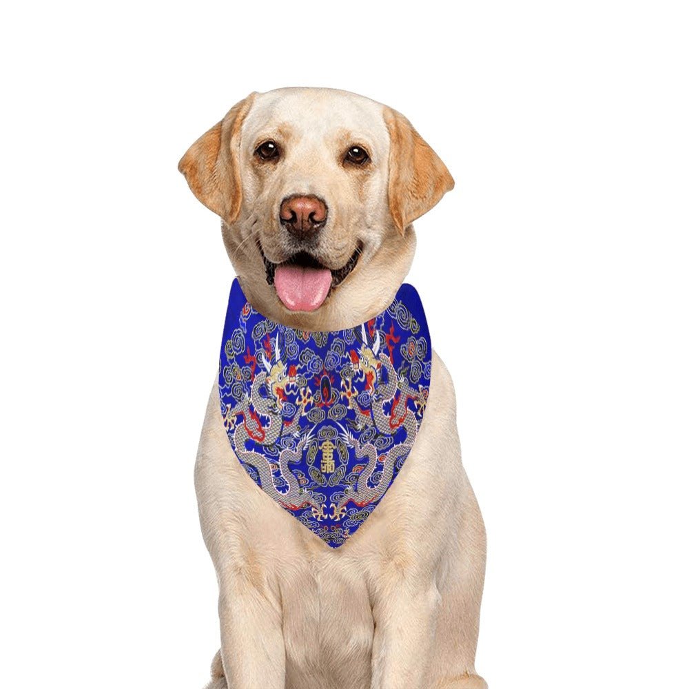 Blue Imperial Dragon Double - Sided Pet Bandana - WoWoWear