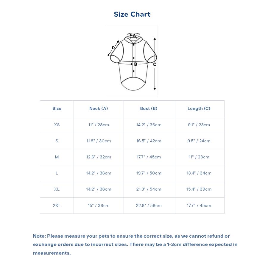 Button Hoodie Size Chart - WoWoWear