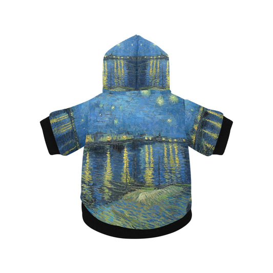 Van Gogh Starry Night Over The Rhone Button Hoodie
