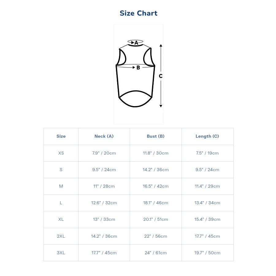 Tank Top Size Chart - WoWoWear