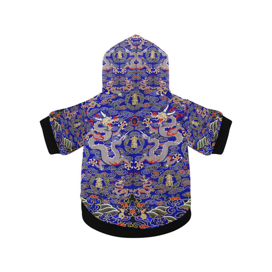 Blue Imperial Dragon Button Hoodie - WoWoWear