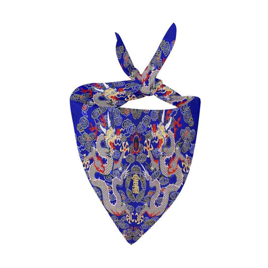 Blue Imperial Dragon Double - Sided Pet Bandana - WoWoWear