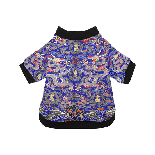 Blue Imperial Dragon Round Neck Shirt - WoWoWear