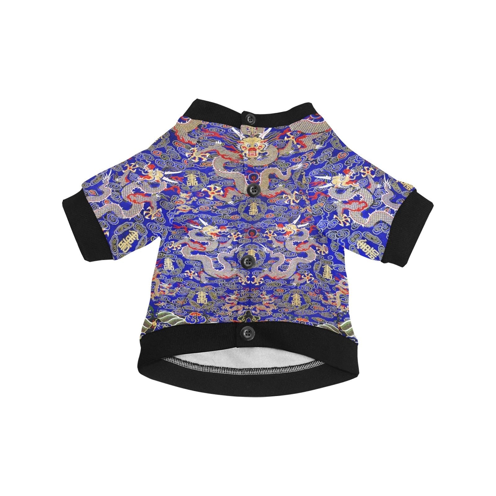 Blue Imperial Dragon Round Neck Shirt - WoWoWear