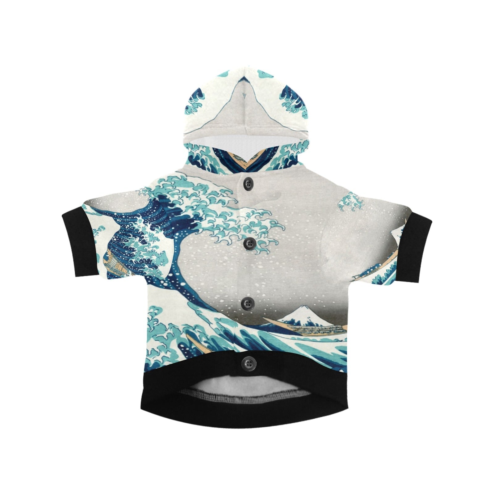 Hokusai Great Wave Off Kanagawa Button Hoodie - WoWoWear