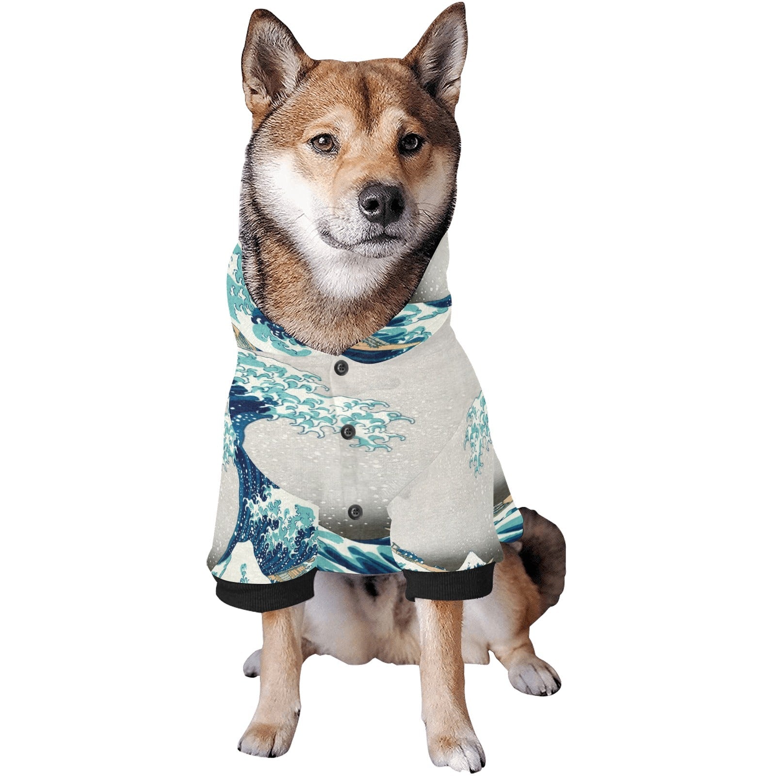 Hokusai Great Wave Off Kanagawa Button Hoodie - WoWoWear