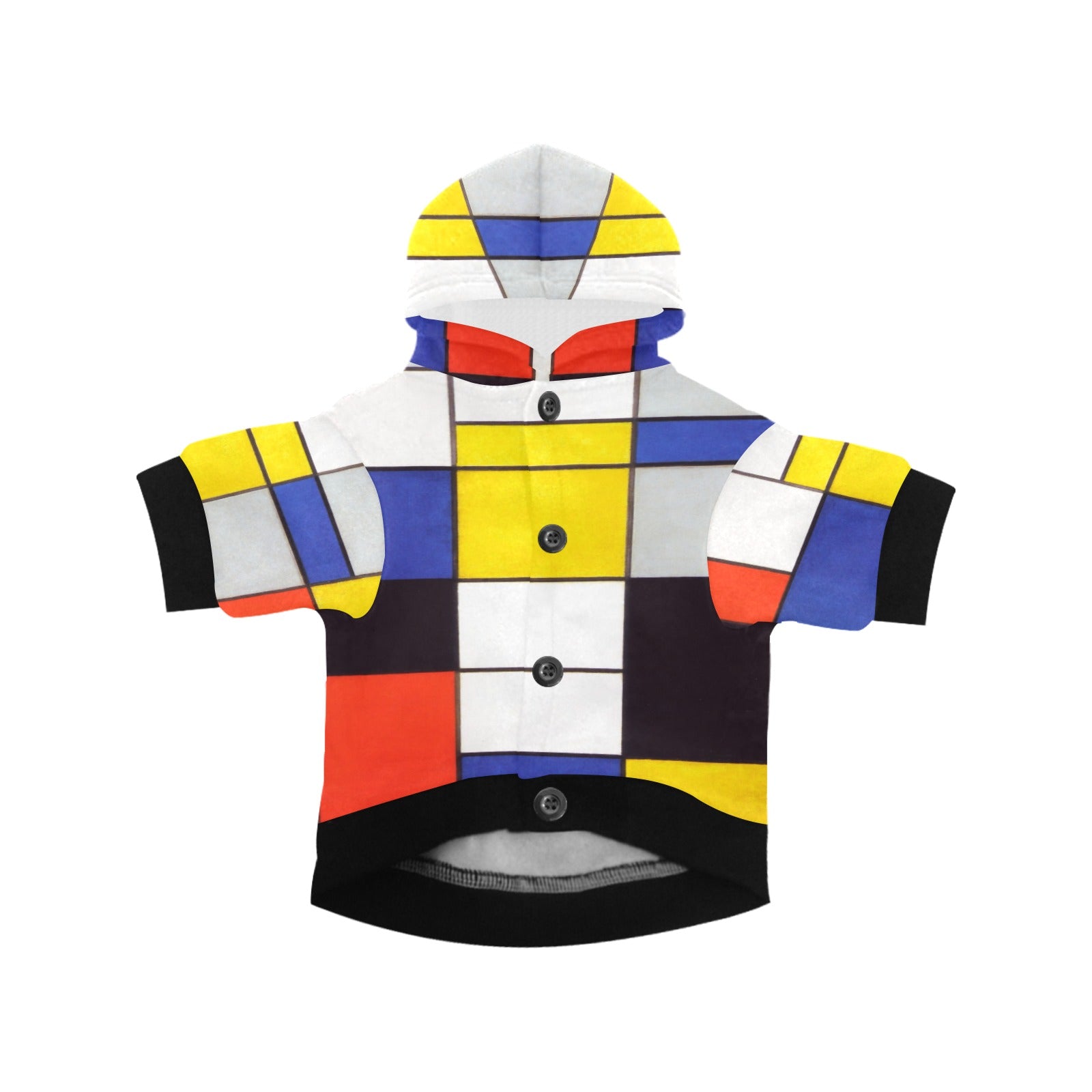 Mondrian Composition A Button Hoodie - WoWoWear