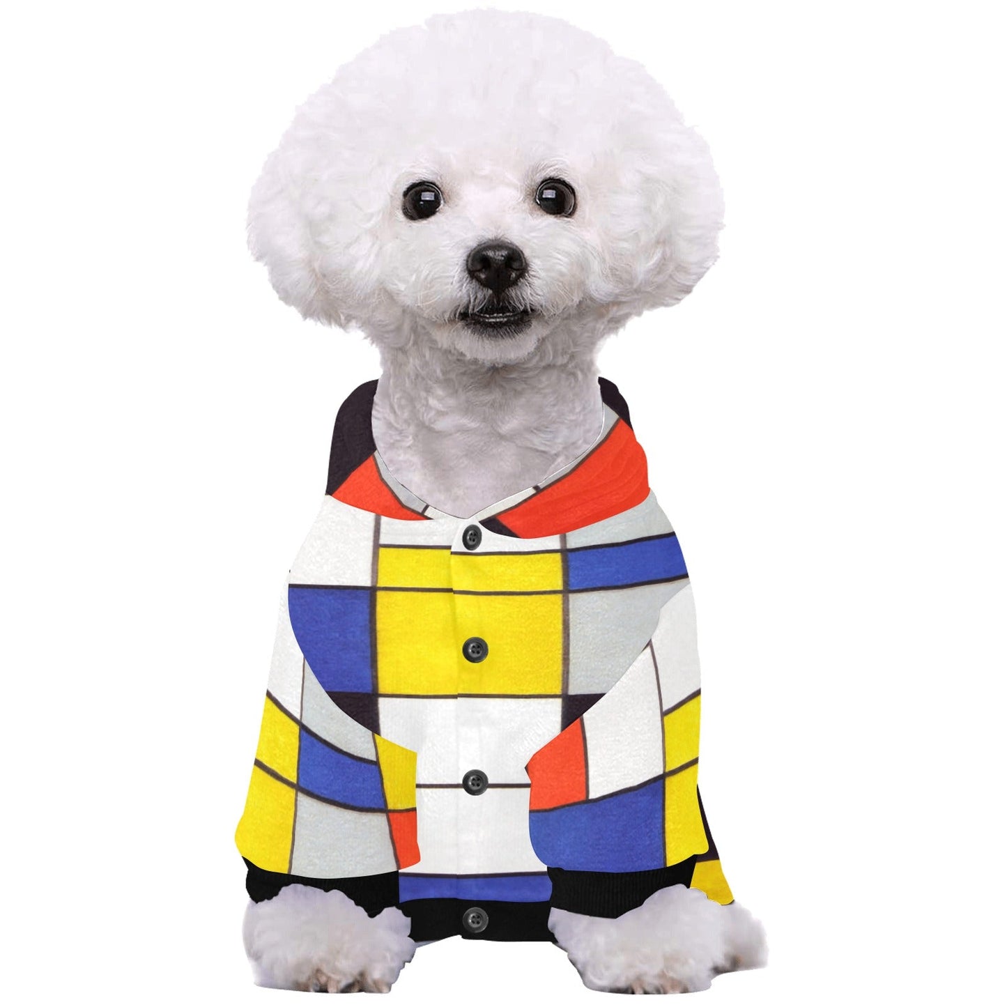 Mondrian Composition A Button Hoodie - WoWoWear