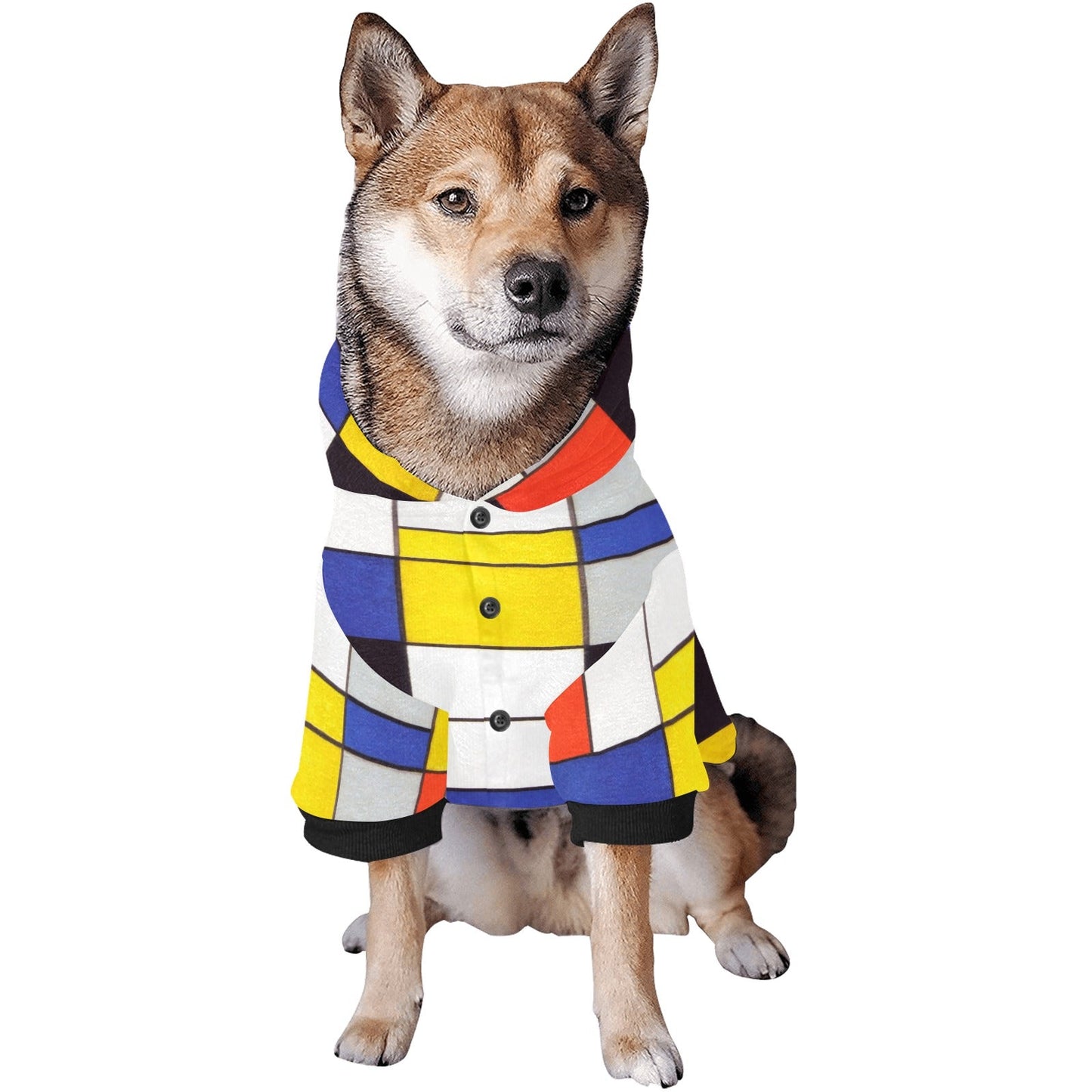 Mondrian Composition A Button Hoodie - WoWoWear