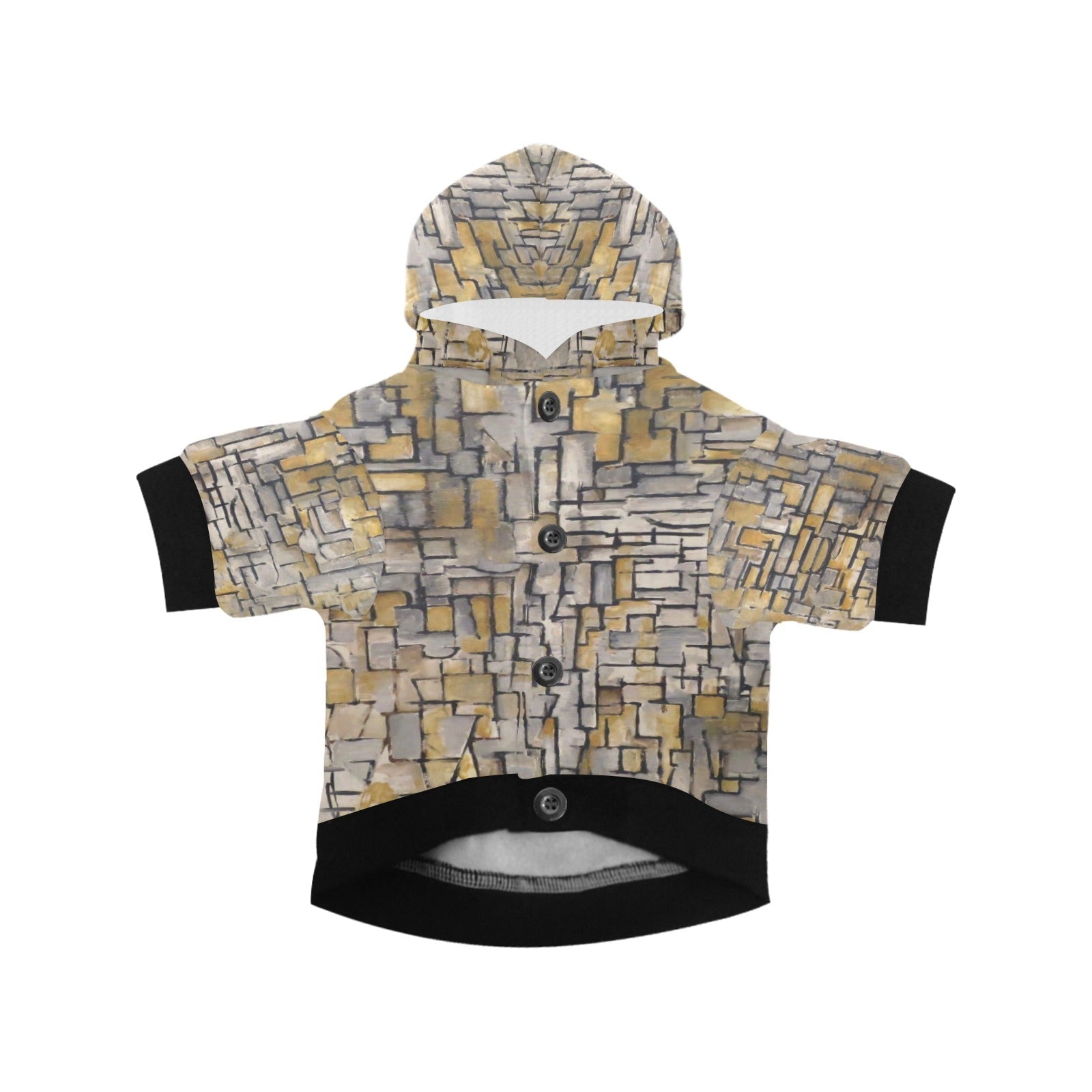 Mondrian Tableau No. 2, Composition No. VII Button Hoodie - WoWoWear