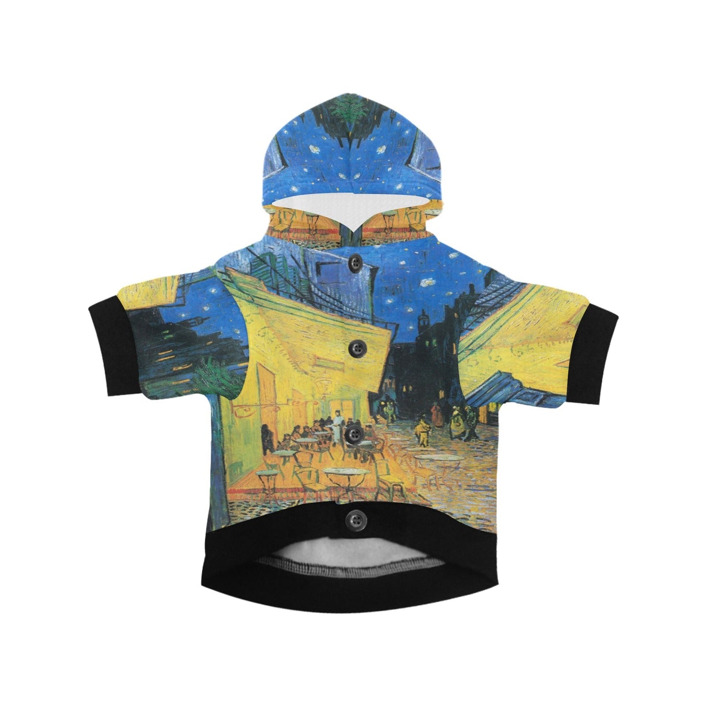 Van Gogh Cafe Terrace At Night Button Hoodie - WoWoWear