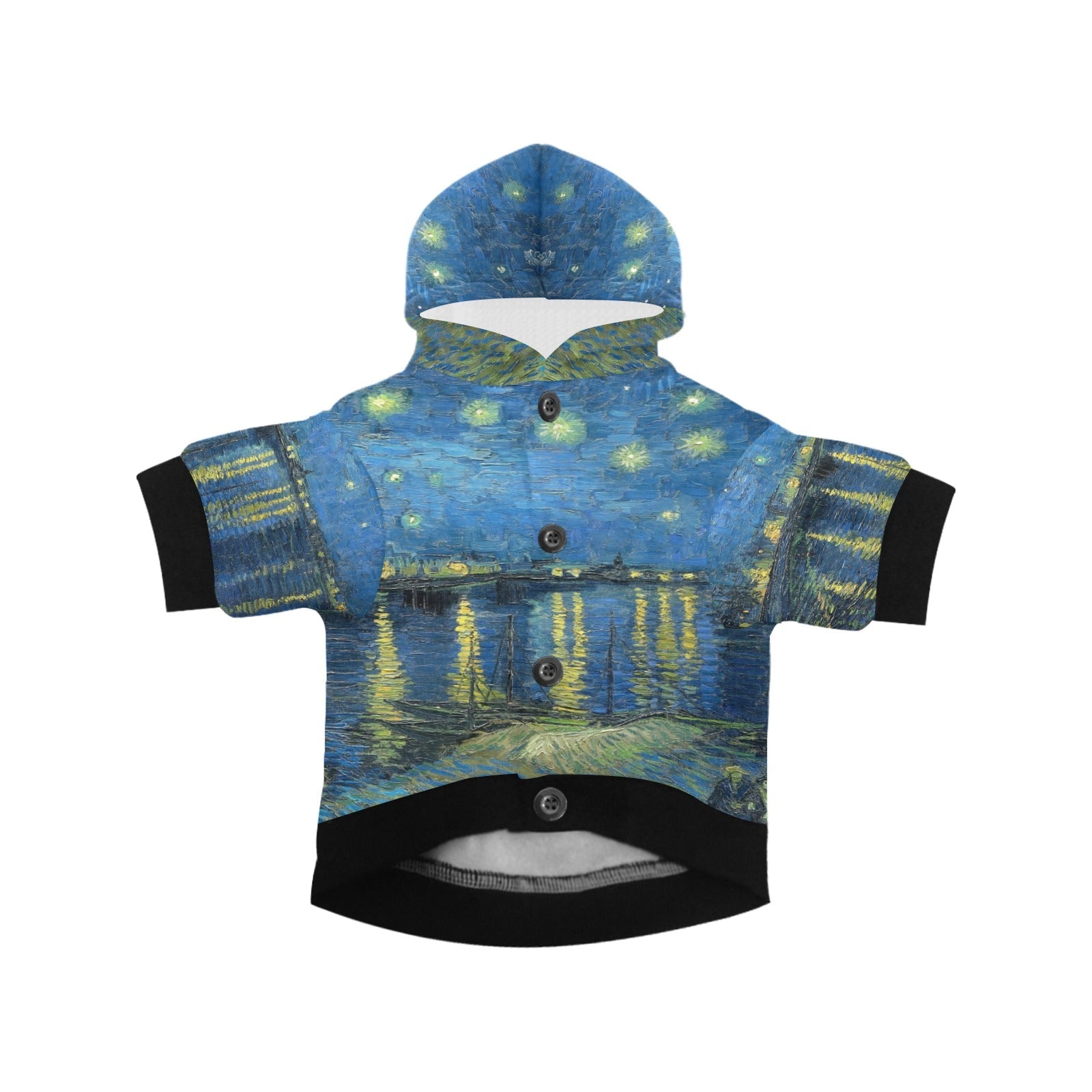 Van Gogh Starry Night Over The Rhone Button Hoodie - WoWoWear