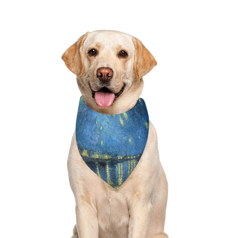 Van Gogh Starry Night Over The Rhone Double - Sided Pet Bandana - WoWoWear