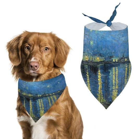 Van Gogh Starry Night Over The Rhone Pet Scarf - WoWoWear