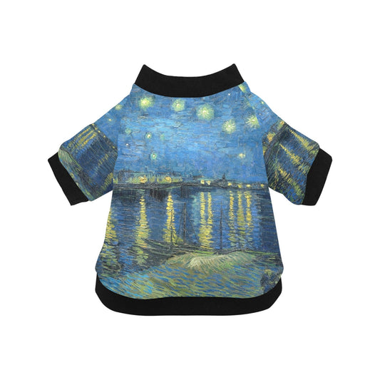 Van Gogh Starry Night Over The Rhone Round Neck Shirt - WoWoWear