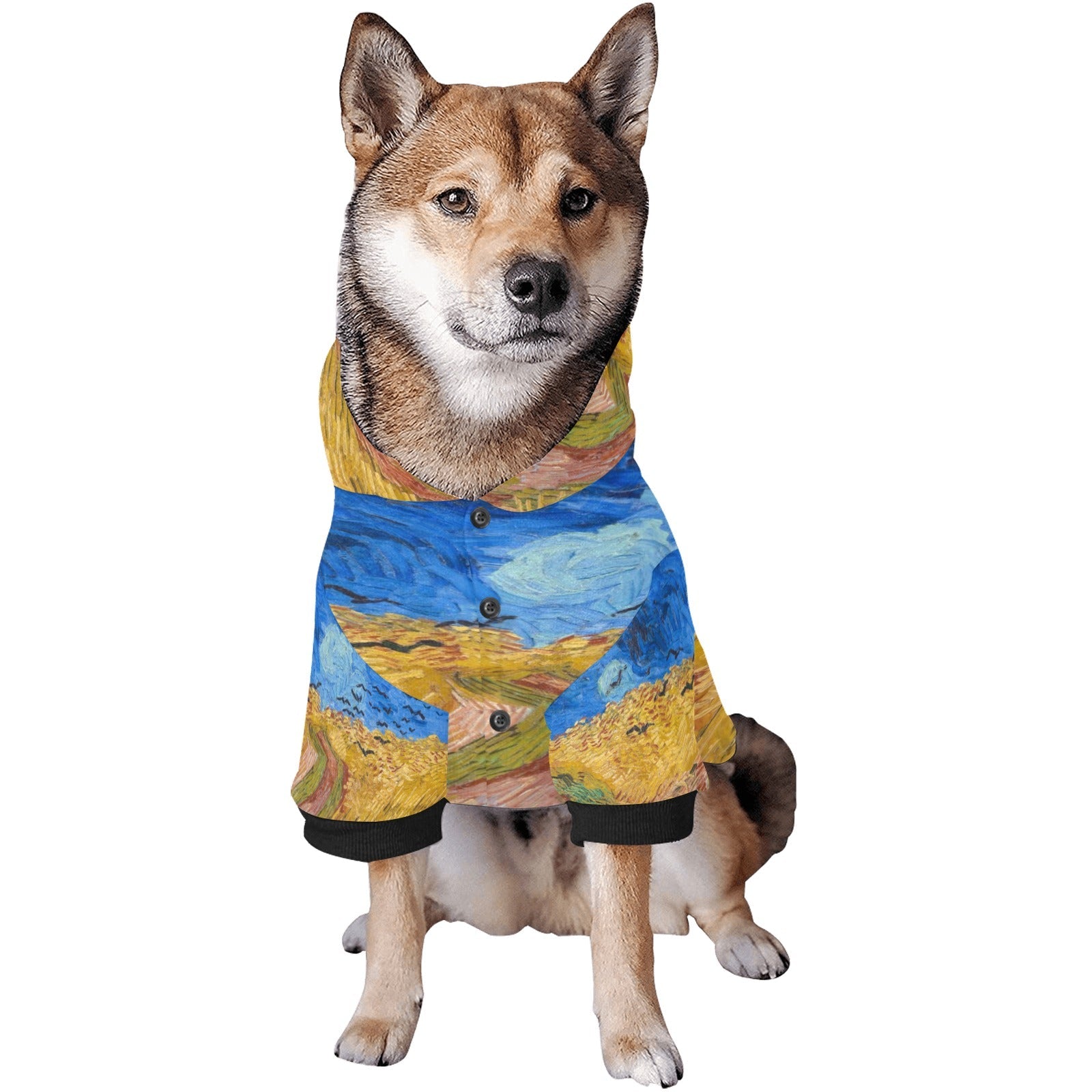 Van Gogh Wheatfield with Crows Button Hoodie - WoWoWear