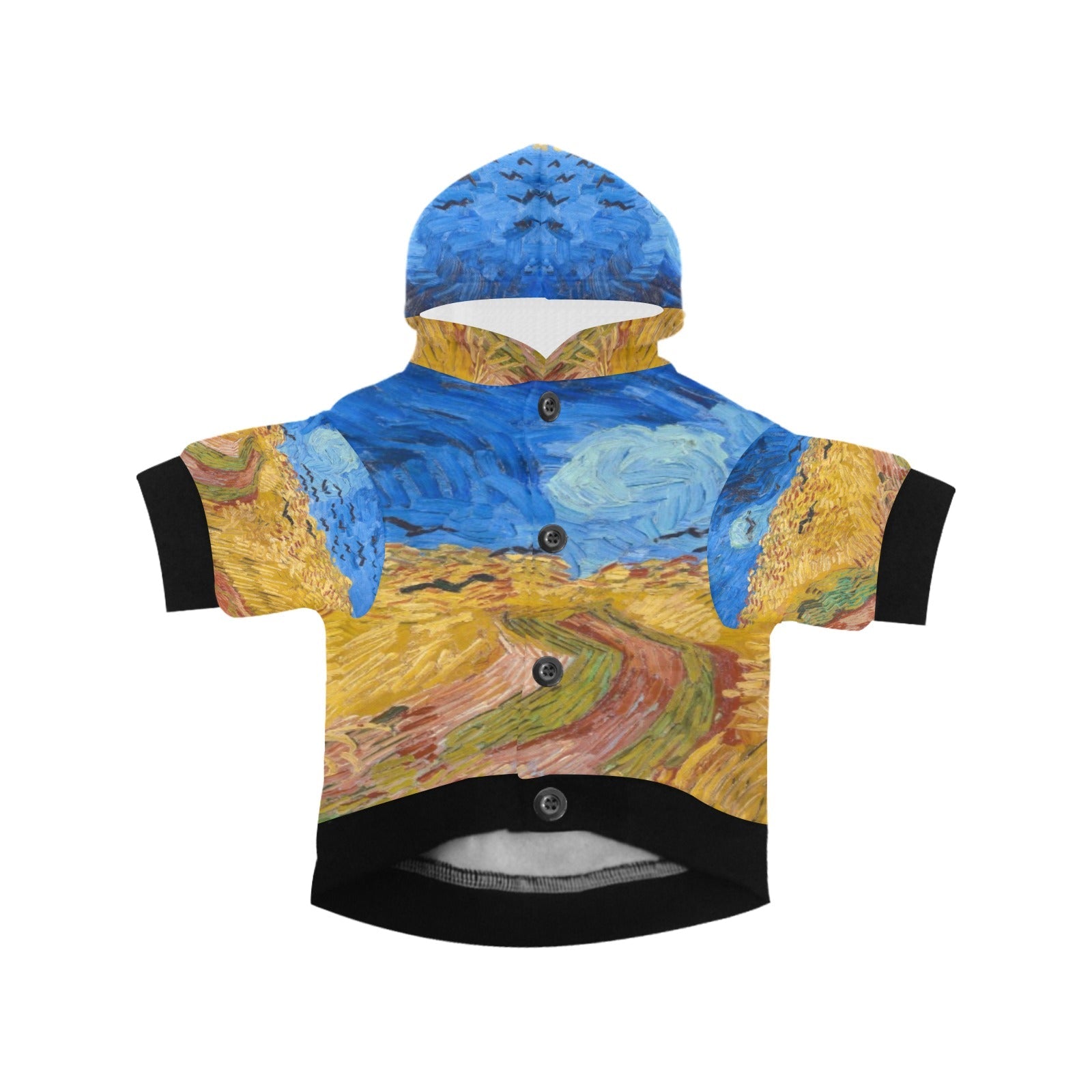 Van Gogh Wheatfield with Crows Button Hoodie - WoWoWear