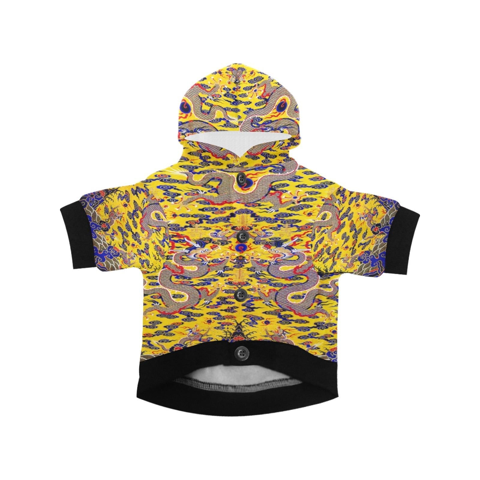 Yellow Imperial Dragon Button Hoodie - WoWoWear