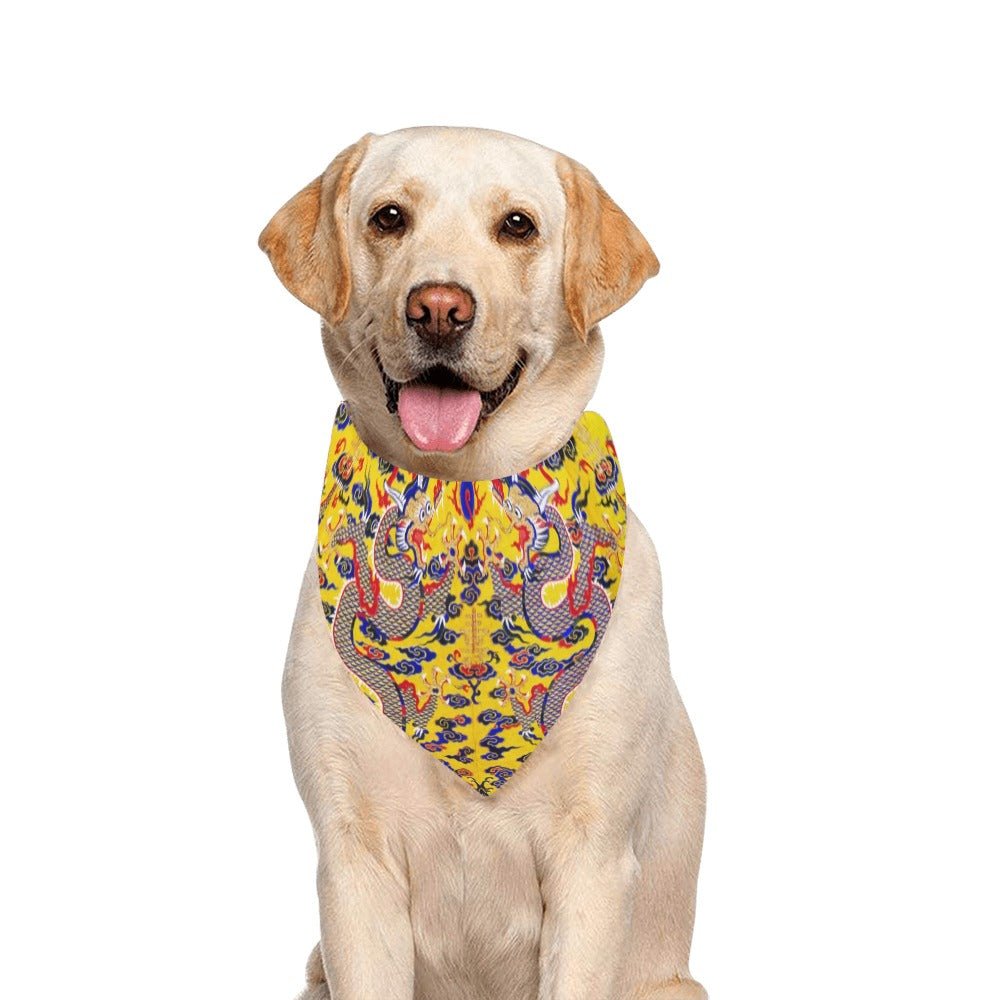 Yellow Imperial Dragon Double - Sided Pet Bandana - WoWoWear